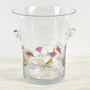 Milano Romania Cobalt Blue Colorful Stained Glass Large Crystal Ice Bucket EUC